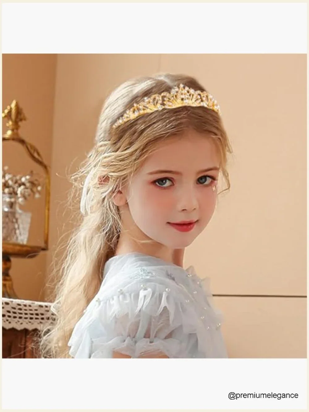 Gold Tiara Crown Princess Headpiece Wedding Prom Birthday Hair Accessory